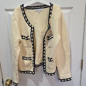 Hunter Bell New York Cream and Black Women's Knit Cardigan Size M